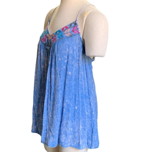 En Creme Embroidered Swing Trapeze Racerback Tank Top Sz S #19B - Picture 4 of 9